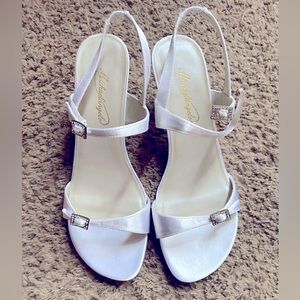 White bridal heels size 8.5 womens